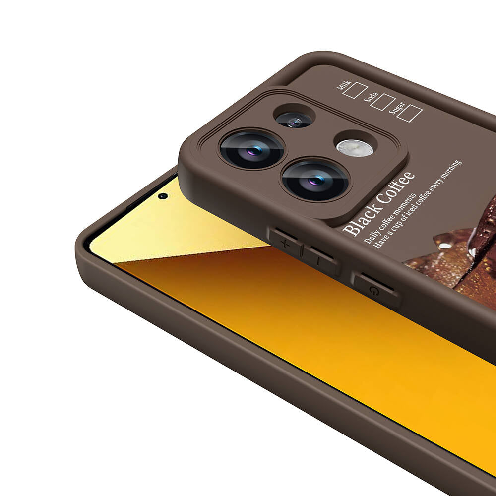 Xiaomi Redmi Note 13 Pro 4G Kılıf Kamera Korumalı Baskılı Arka Yüzey Zore Klas Kapak Koyu Kahve