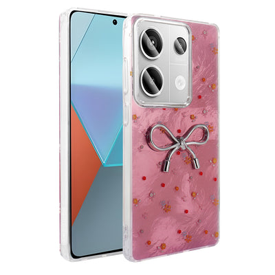 Xiaomi Redmi Note 13 Pro 4G Kılıf Kamera Korumalı Figürlü Zore Ponti Silikon Kapak Açık Pembe
