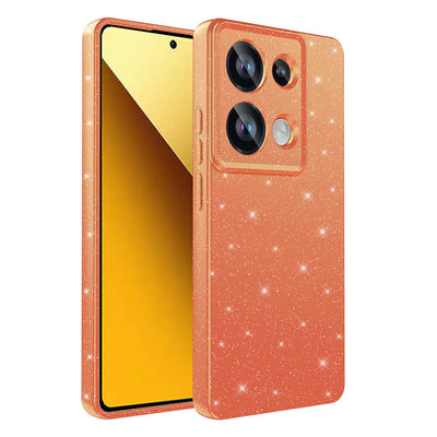 Xiaomi Redmi Note 13 Pro 4G Kılıf Kamera Korumalı Simli Lüks Zore Koton Kapak Turuncu