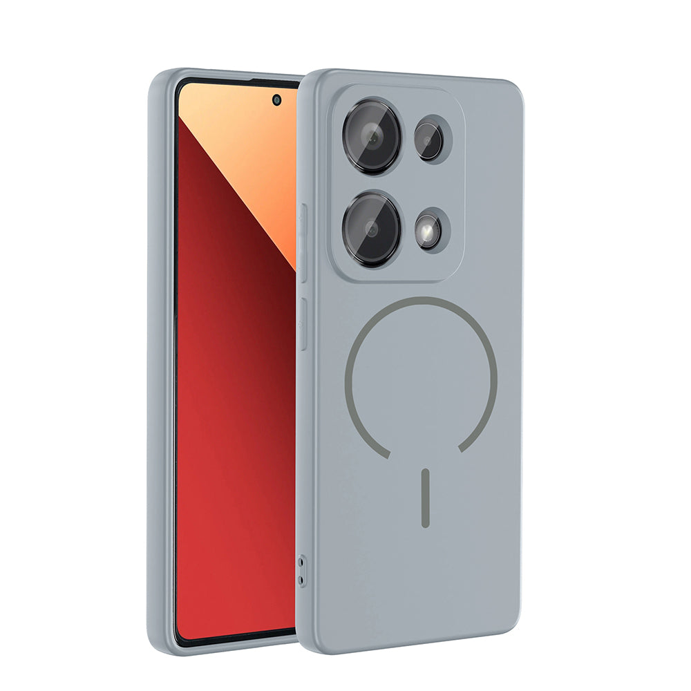 Xiaomi Redmi Note 13 Pro 4G Kılıf M-safe Şarj Özellikli Zore Meta Kapak Titanyum-Gri