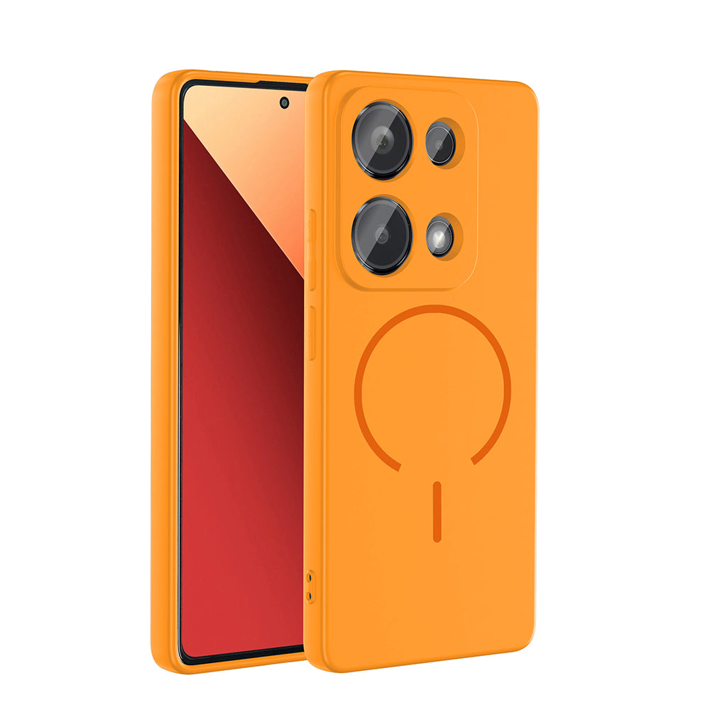 Xiaomi Redmi Note 13 Pro 4G Kılıf M-safe Şarj Özellikli Zore Meta Kapak Turuncu