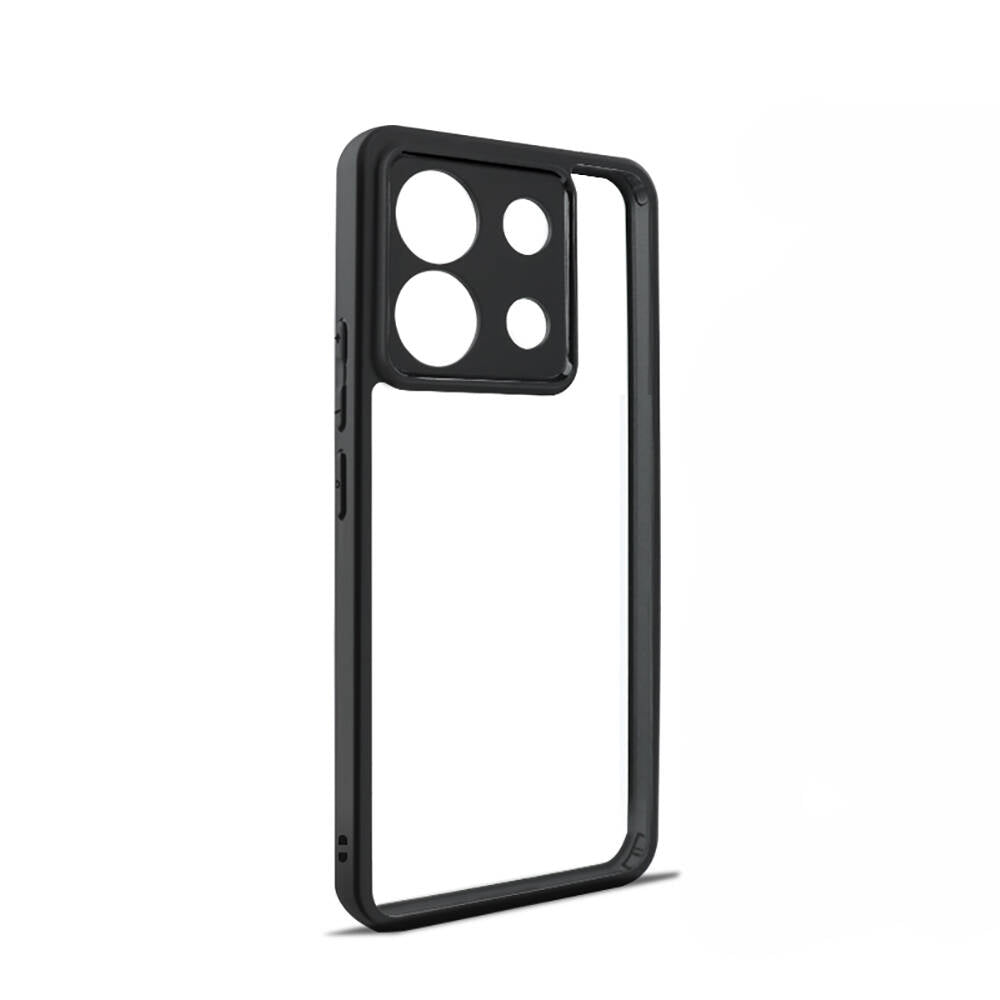 Xiaomi Redmi Note 13 Pro 5G Kılıf Kamera Korumalı Şeffaf Arka Yüzey Zore New Roll Kapak Siyah