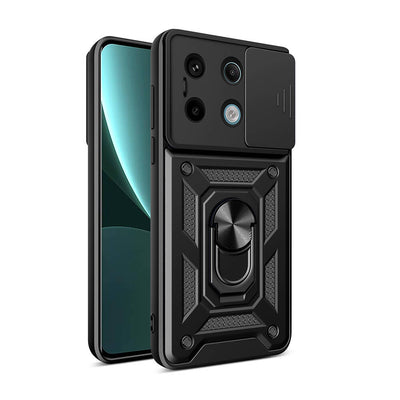 Xiaomi Redmi Note 13 Pro 5G Kılıf Magnetik Standlı Kamera Korumalı Zore Sürgülü Vega Kapak Mavi