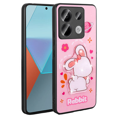 Xiaomi Redmi Note 13 Pro 5G Kılıf Parlayan Kabartmalı İkonik Figürlü Zore Amas Silikon Kapak Pembe