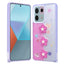 Xiaomi Redmi Note 13 Pro 5G Kılıf Parlayan Simli Kabartma Figürlü Zore Cevze Kapak Mor Papatya