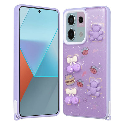 Xiaomi Redmi Note 13 Pro 5G Kılıf Parlayan Simli Kabartma Figürlü Zore Cevze Kapak Yeşil
