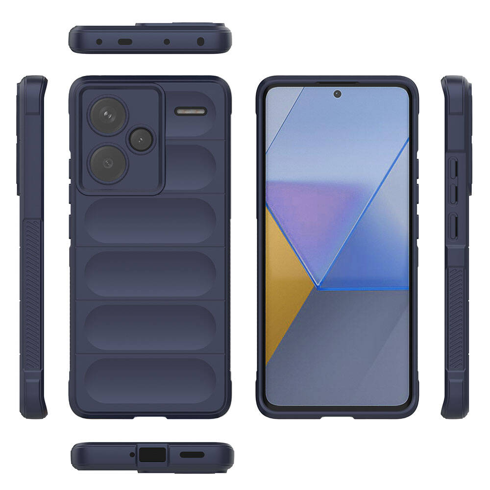 Xiaomi Redmi Note 13 Pro Plus 5G Kılıf Esnek TPU Oyuklu Arka Yüzey Tasarımlı Zore Etnik Silikon Kapak Lacivert