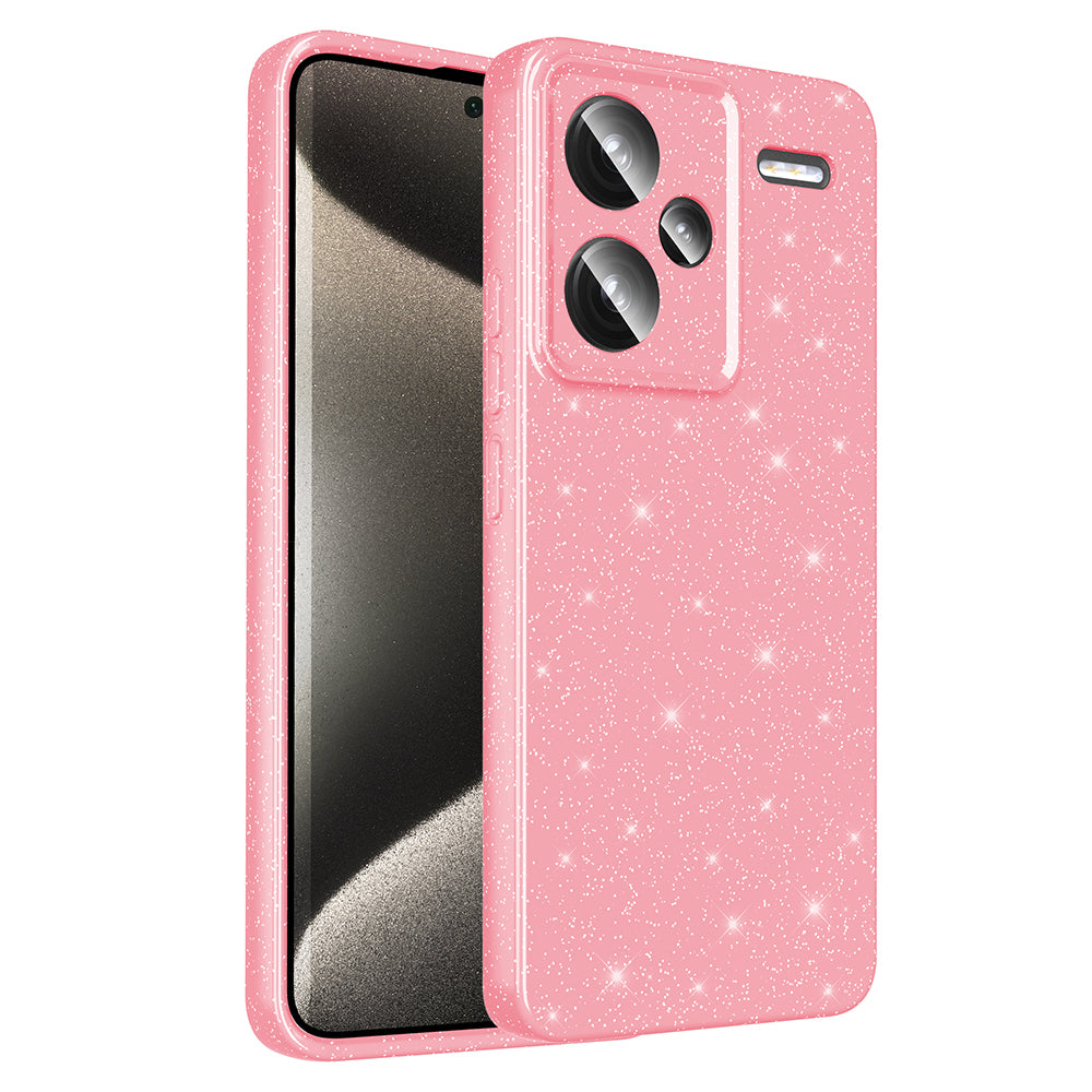 Xiaomi Redmi Note 13 Pro Plus 5G Kılıf Kamera Korumalı Simli Lüks Zore Koton Kapak Açık Pembe