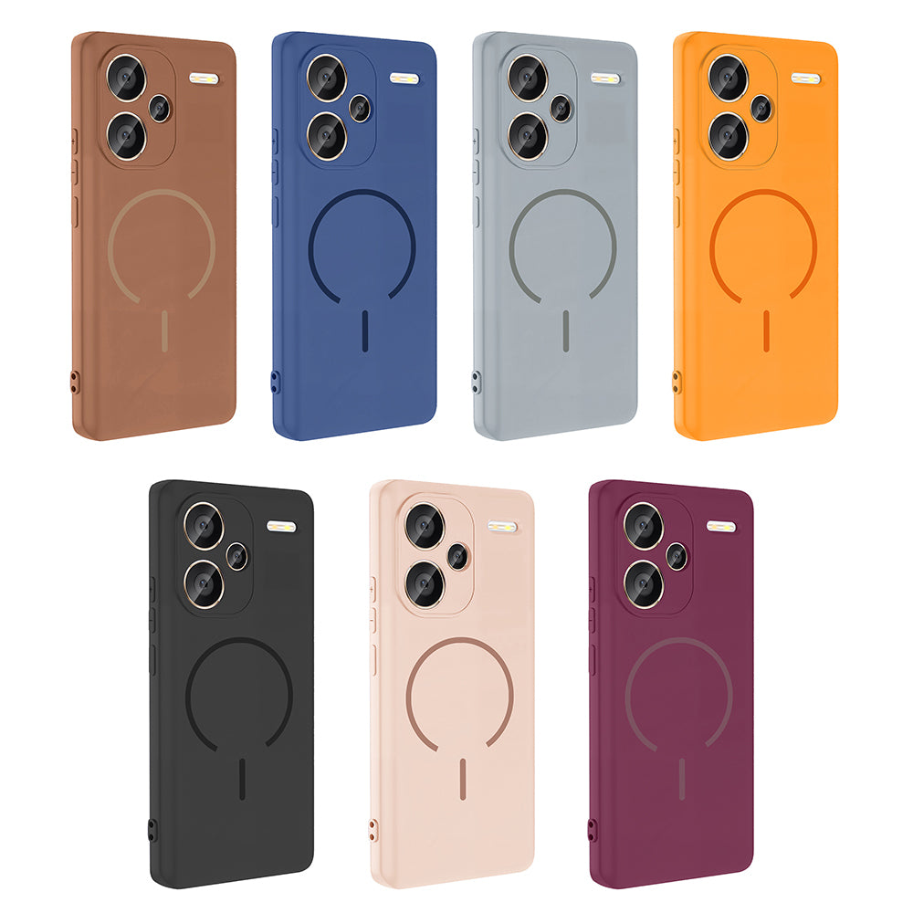 Xiaomi Redmi Note 13 Pro Plus 5G Kılıf M-safe Şarj Özellikli Zore Meta Kapak Kahverengi