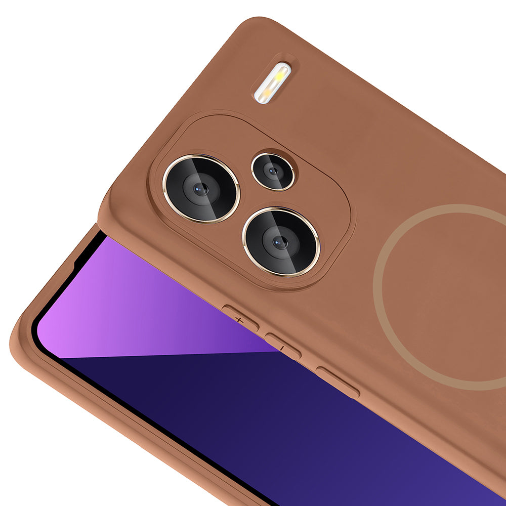 Xiaomi Redmi Note 13 Pro Plus 5G Kılıf M-safe Şarj Özellikli Zore Meta Kapak Turuncu