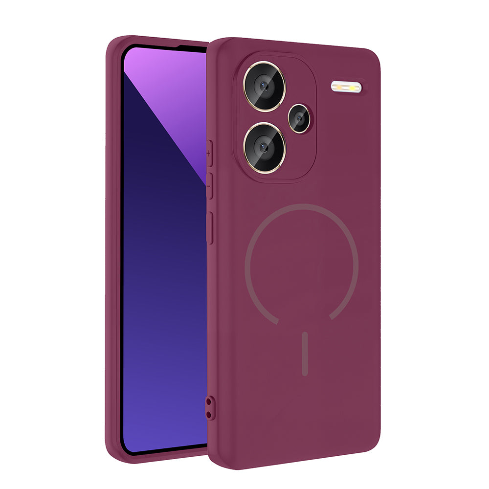 Xiaomi Redmi Note 13 Pro Plus 5G Kılıf M-safe Şarj Özellikli Zore Meta Kapak Mürdüm