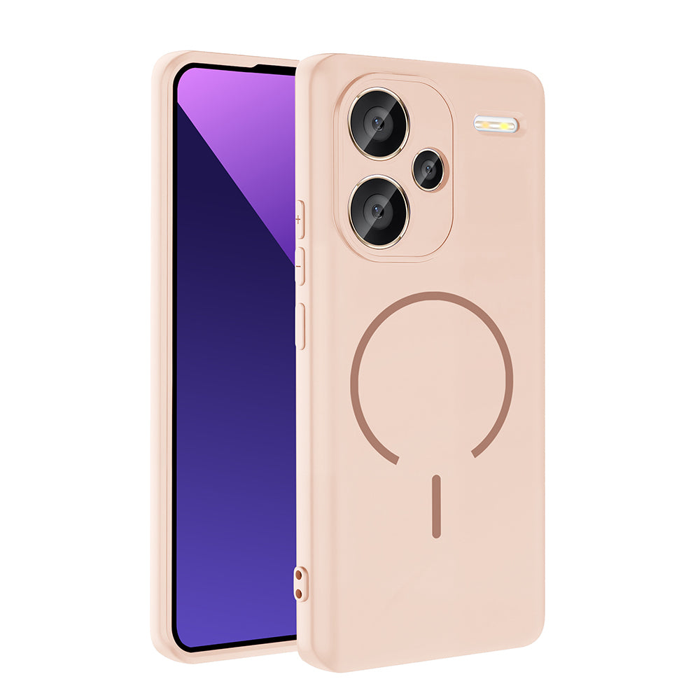 Xiaomi Redmi Note 13 Pro Plus 5G Kılıf M-safe Şarj Özellikli Zore Meta Kapak Rose Pembe