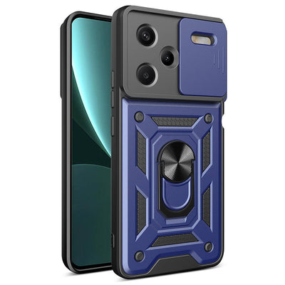 Xiaomi Redmi Note 13 Pro Plus 5G Kılıf Magnetik Standlı Kamera Korumalı Zore Sürgülü Vega Kapak Siyah