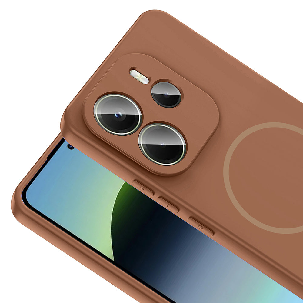 Xiaomi Redmi Note 14 4G Kılıf M-safe Şarj Özellikli Zore Meta Kapak Turuncu