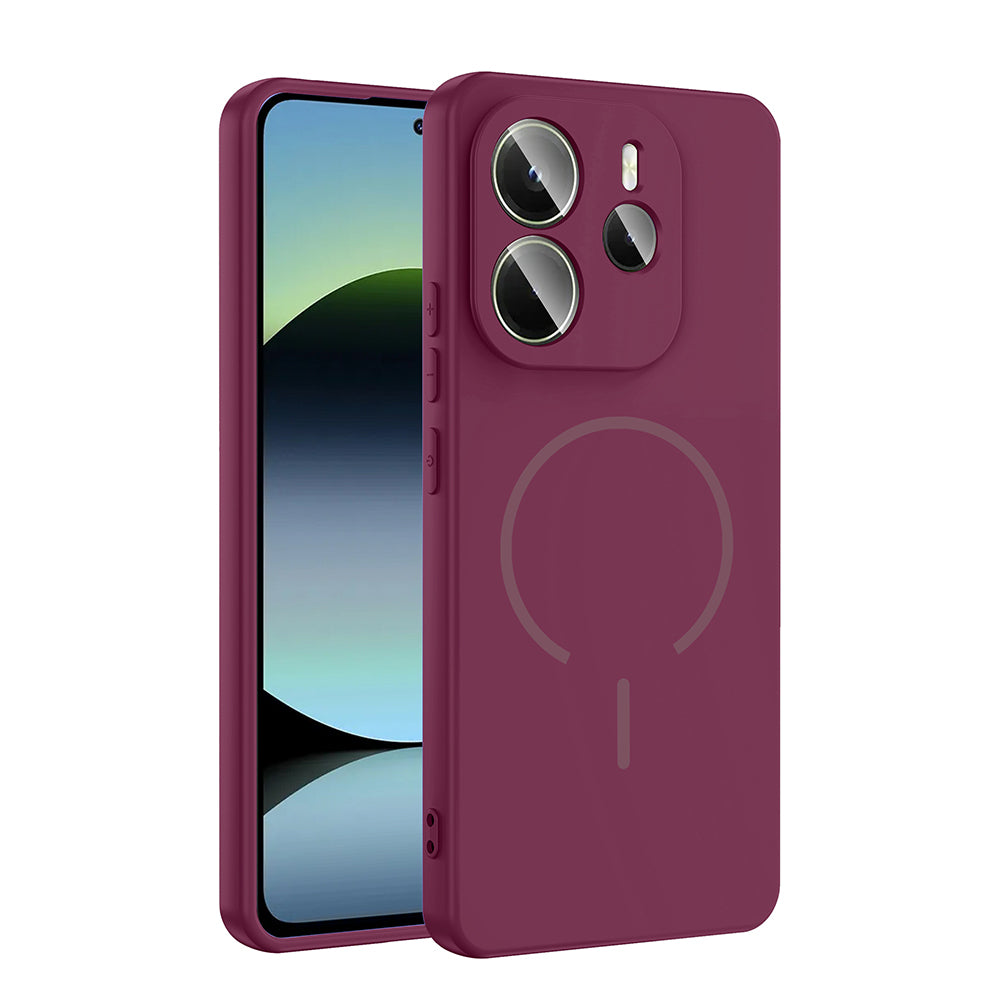 Xiaomi Redmi Note 14 4G Kılıf M-safe Şarj Özellikli Zore Meta Kapak Mürdüm