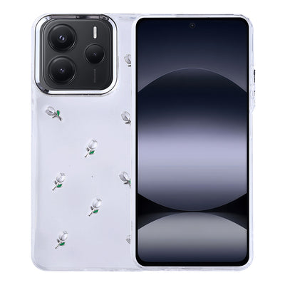 Xiaomi Redmi Note 14 5G Kılıf Airbag Tasarımlı Simli Şeffaf Zore Kutup Kapak Lale