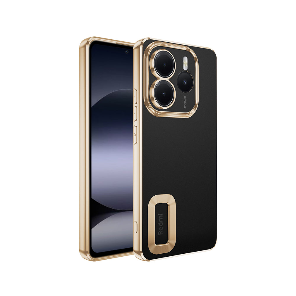 Xiaomi Redmi Note 14 5G Kılıf Kamera Korumalı Logo Gösteren Zore Omega Kapak Gold