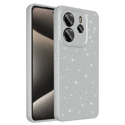 Xiaomi Redmi Note 14 Kılıf Kamera Korumalı Simli Lüks Zore Koton Kapak Gümüş