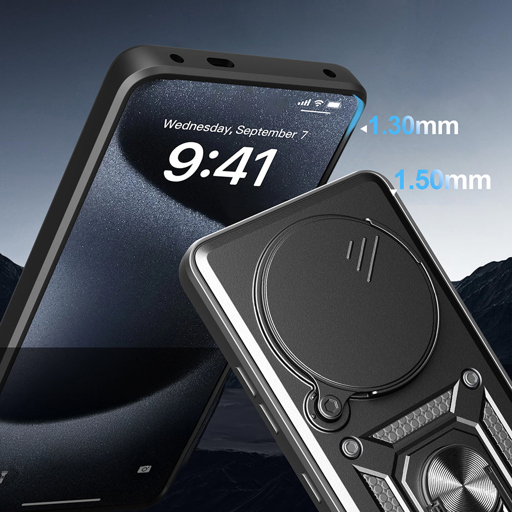 Xiaomi Redmi Note 14 Pro 4G Kılıf Magnetik Standlı Kamera Korumalı Zore Sürgülü Vega Kapak Mavi