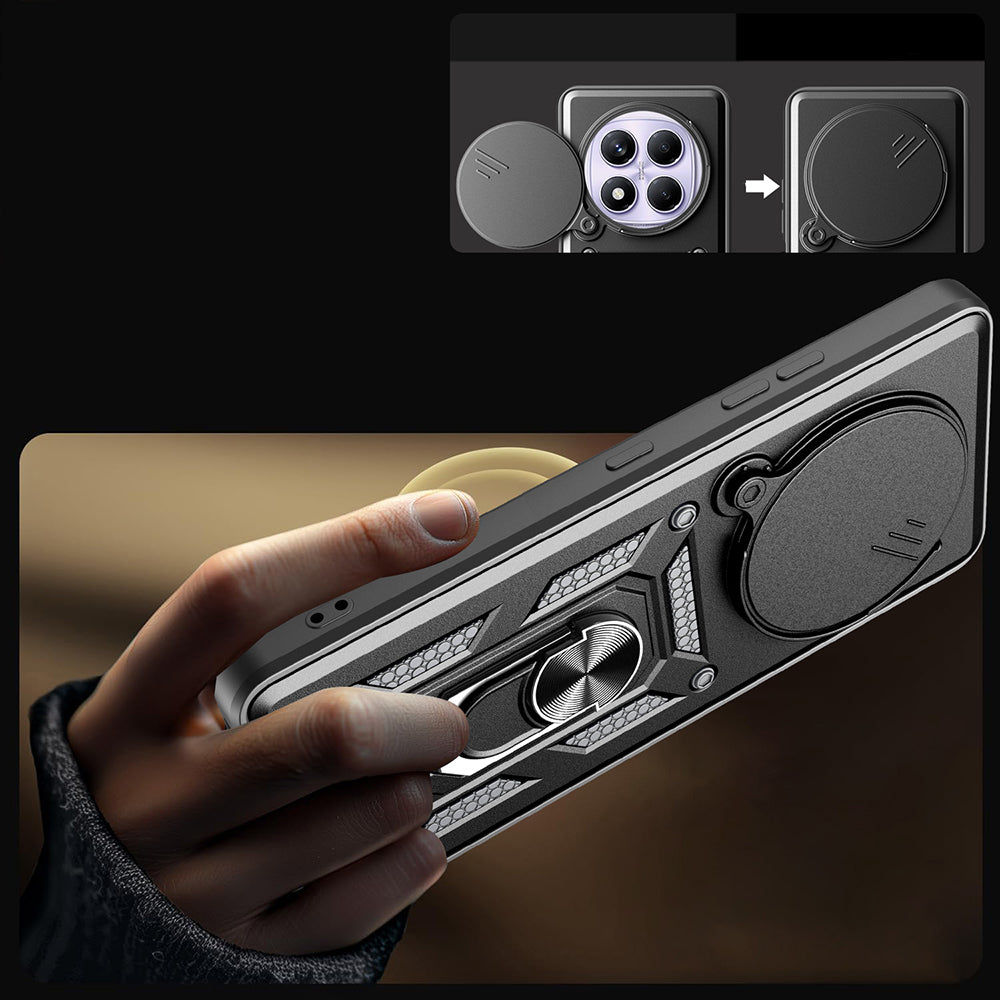 Xiaomi Redmi Note 14 Pro 4G Kılıf Magnetik Standlı Kamera Korumalı Zore Sürgülü Vega Kapak Mavi