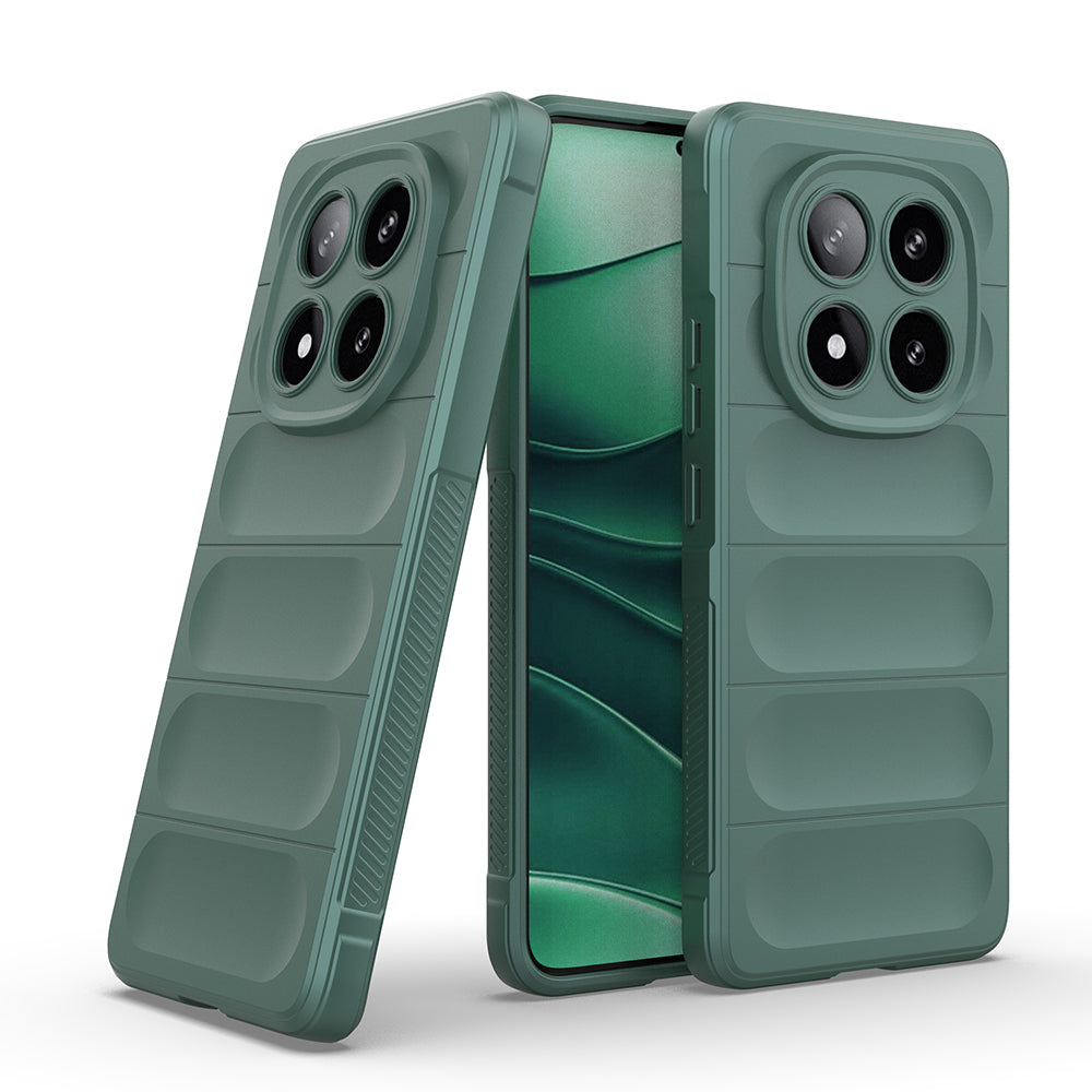 Xiaomi Redmi Note 14 Pro 5G Kılıf Esnek TPU Oyuklu Arka Yüzey Tasarımlı Zore Etnik Silikon Kapak Koyu Yeşil