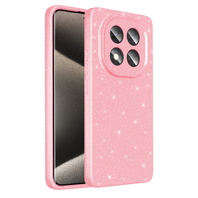 Xiaomi Redmi Note 14 Pro Plus Kılıf Kamera Korumalı Simli Lüks Zore Koton Kapak Açık Pembe