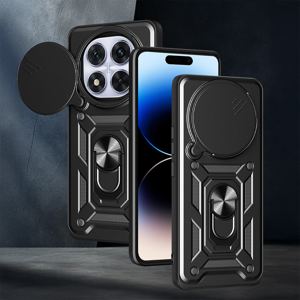 Xiaomi Redmi Note 14 Pro Plus Kılıf Magnetik Standlı Kamera Korumalı Zore Sürgülü Vega Kapak Siyah