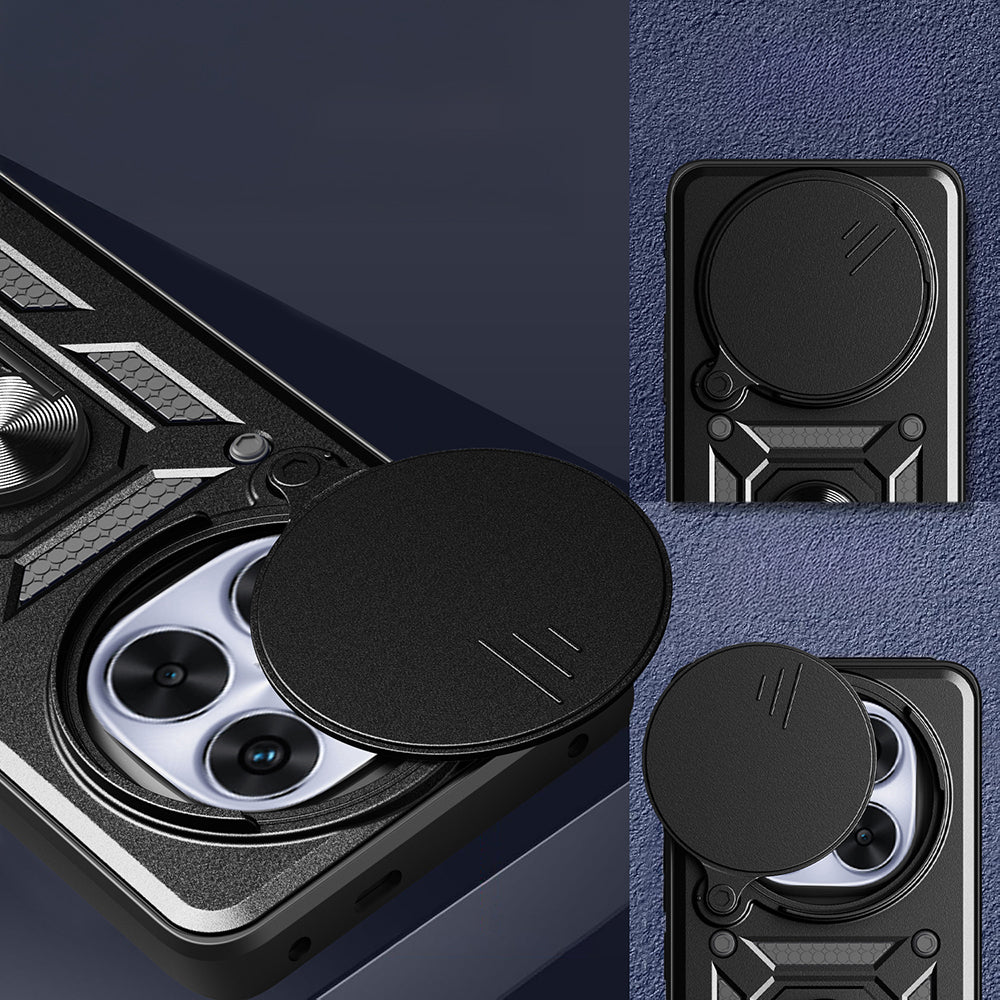 Xiaomi Redmi Note 14 Pro Plus Kılıf Magnetik Standlı Kamera Korumalı Zore Sürgülü Vega Kapak Siyah