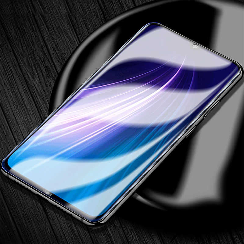 Xiaomi Redmi Note 8 Zore Kenarları Kırılmaya Dayanıklı Cam Ekran Koruyucu Siyah