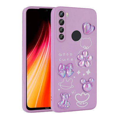 Xiaomi Redmi Note 8 Kılıf Kabartma Figürlü Parlak Zore Toys Silikon Kapak Beyaz
