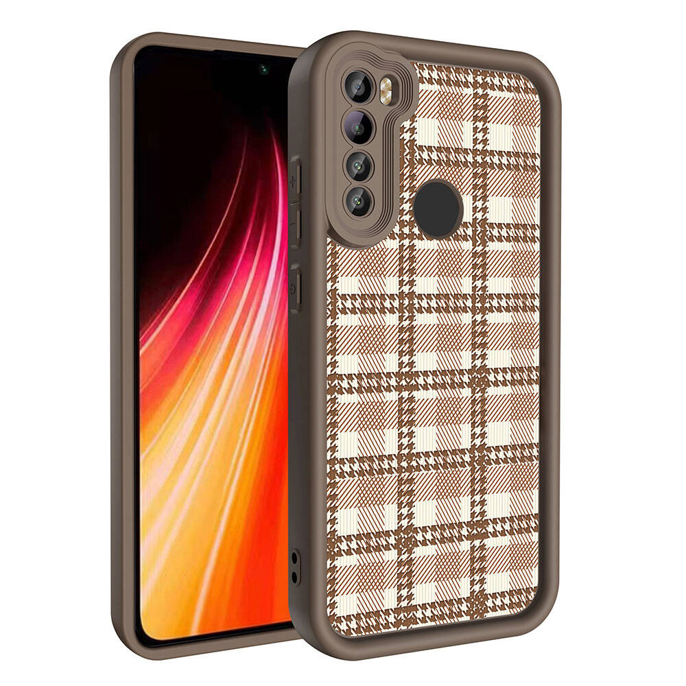 Xiaomi Redmi Note 8 Kılıf Kamera Korumalı Baskılı Arka Yüzey Zore Klas Kapak Koyu Kahve