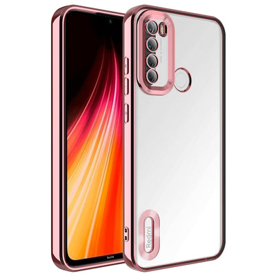 Xiaomi Redmi Note 8 Kılıf Kamera Korumalı Logo Gösteren Zore Omega Kapak Rose Gold