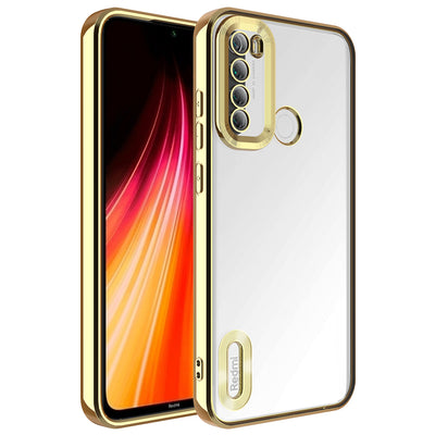 Xiaomi Redmi Note 8 Kılıf Kamera Korumalı Logo Gösteren Zore Omega Kapak Gold