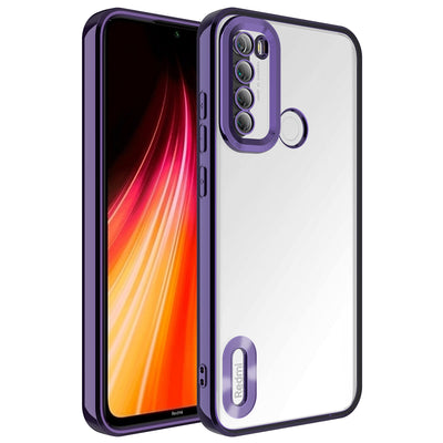 Xiaomi Redmi Note 8 Kılıf Kamera Korumalı Logo Gösteren Zore Omega Kapak Derin Mor