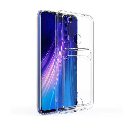 Xiaomi Redmi Note 8 Kılıf Kartlıklı Şeffaf Zore Setra Clear Silikon Kapak Renksiz