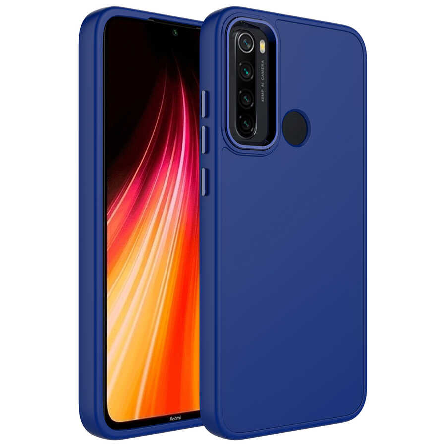 Xiaomi Redmi Note 8 Kılıf Metal Çerçeve ve Buton Tasarımlı Silikon Zore Luna Kapak Lila