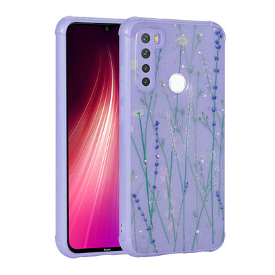 Xiaomi Redmi Note 8 Kılıf Simli Desenli Kamera Korumalı Parlak Zore Popy Kapak Dallar
