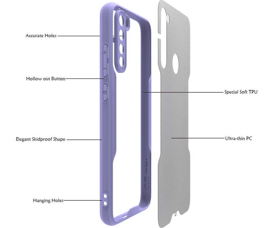 Xiaomi Redmi Note 8 Kılıf Zore Parfe Kapak Mor