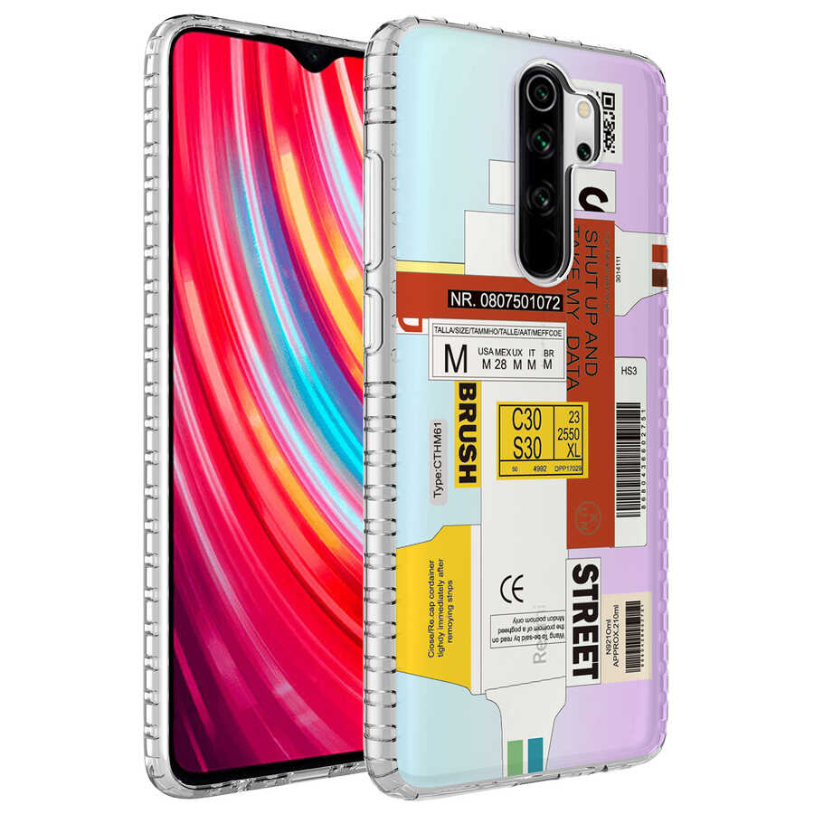 Xiaomi Redmi Note 8 Pro Kılıf Airbag Kenarlı Renkli Desenli Silikon Zore Elegans Kapak