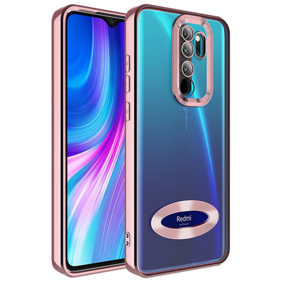 Xiaomi Redmi Note 8 Pro Kılıf Kamera Korumalı Logo Gösteren Zore Omega Kapak Rose Gold