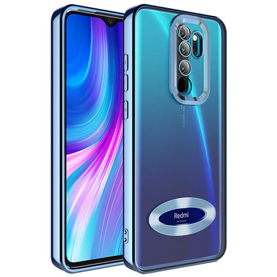 Xiaomi Redmi Note 8 Pro Kılıf Kamera Korumalı Logo Gösteren Zore Omega Kapak Sierra Mavi