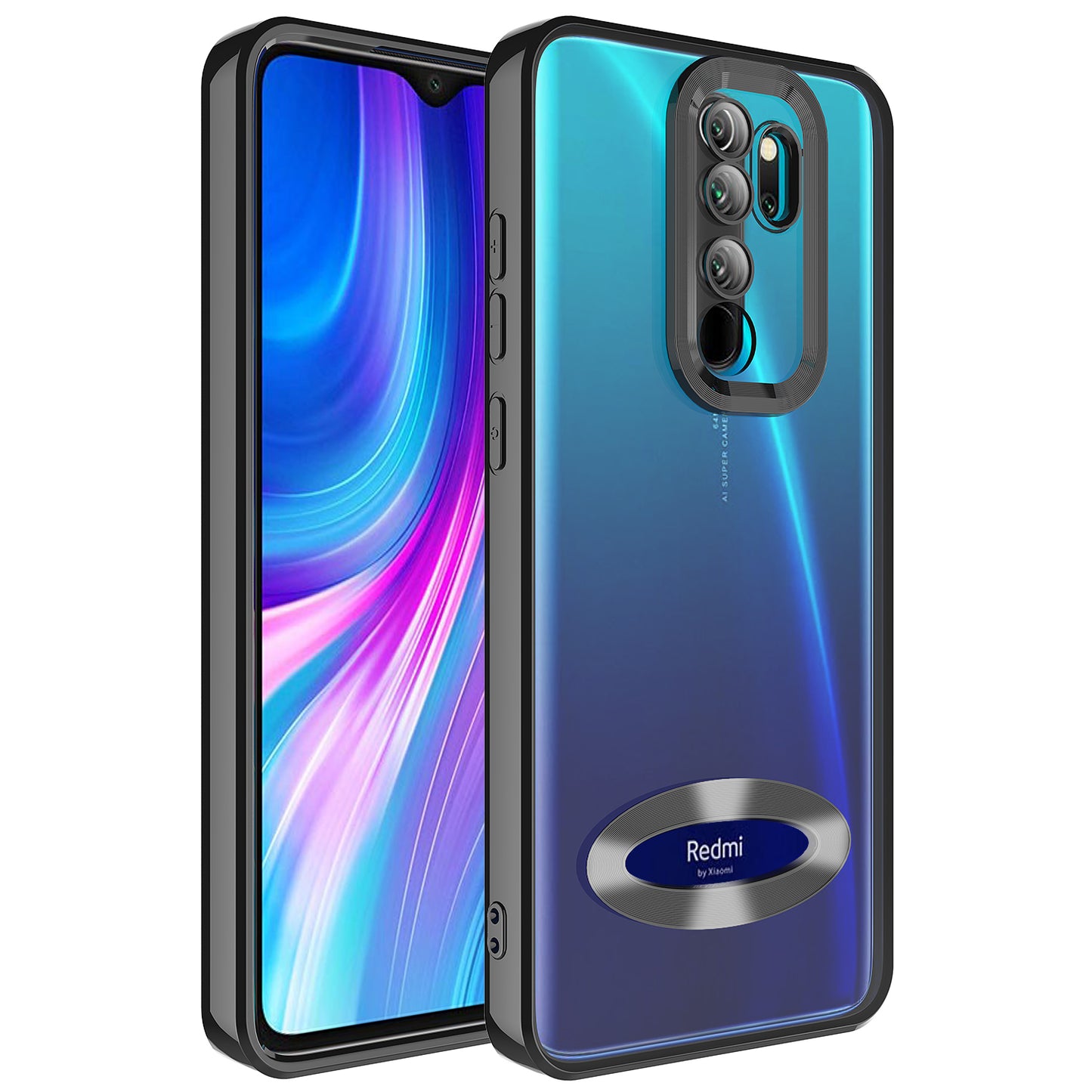 Xiaomi Redmi Note 8 Pro Kılıf Kamera Korumalı Logo Gösteren Zore Omega Kapak Siyah
