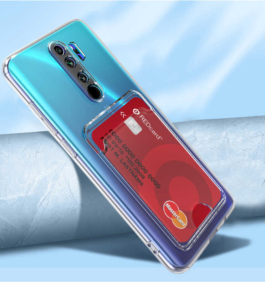 Xiaomi Redmi Note 8 Pro Kılıf Kartlıklı Şeffaf Zore Setra Clear Silikon Kapak Renksiz