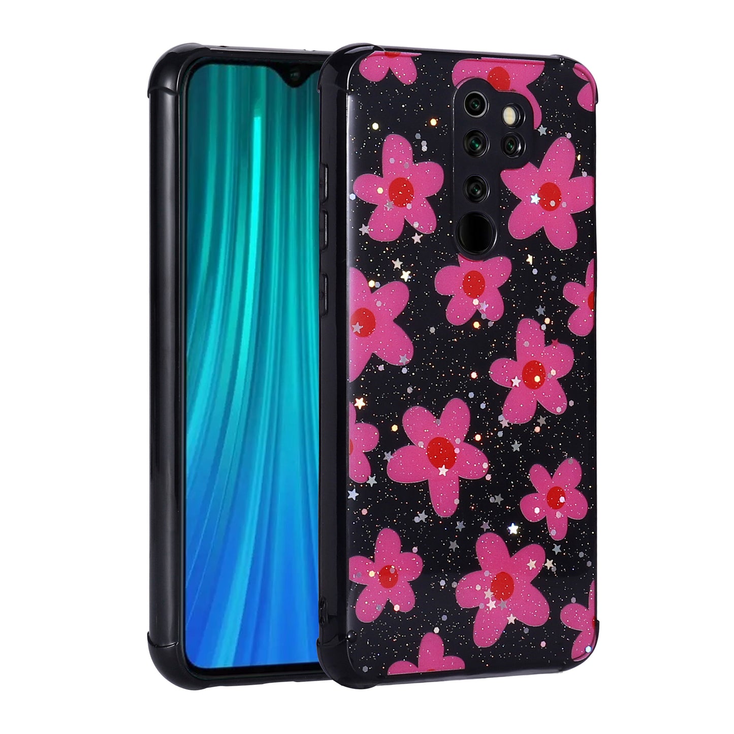 Xiaomi Redmi Note 8 Pro Kılıf Simli Desenli Kamera Korumalı Parlak Zore Popy Kapak Papatya