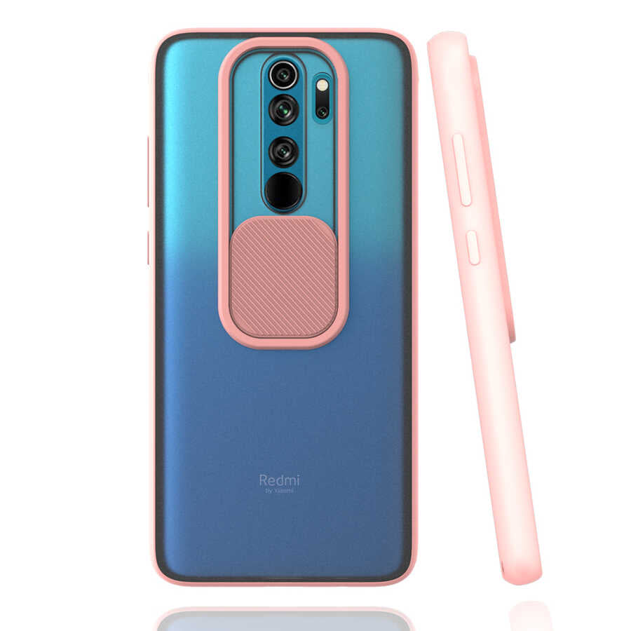 Xiaomi Redmi Note 8 Pro Kılıf Zore Lensi Kapak Pembe Açık
