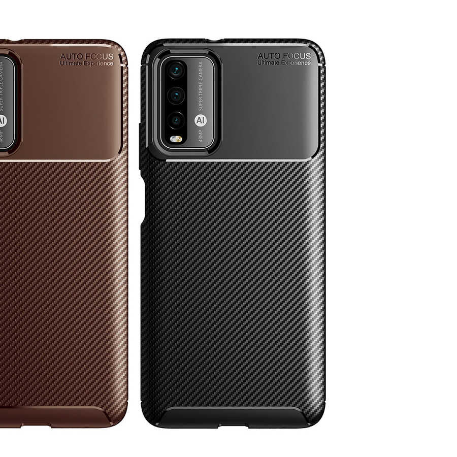 Xiaomi Redmi Note 9 4G Kılıf Zore Negro Silikon Kapak Kahverengi