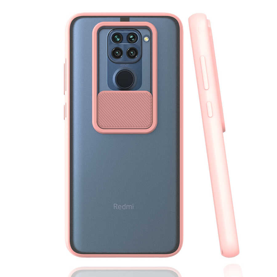 Xiaomi Redmi Note 9 Kılıf Zore Lensi Kapak Pembe Açık