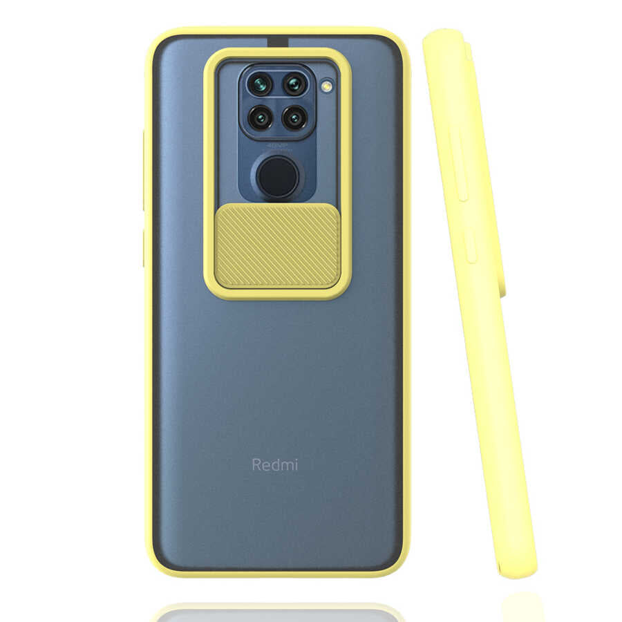 Xiaomi Redmi Note 9 Kılıf Zore Lensi Kapak Sarı