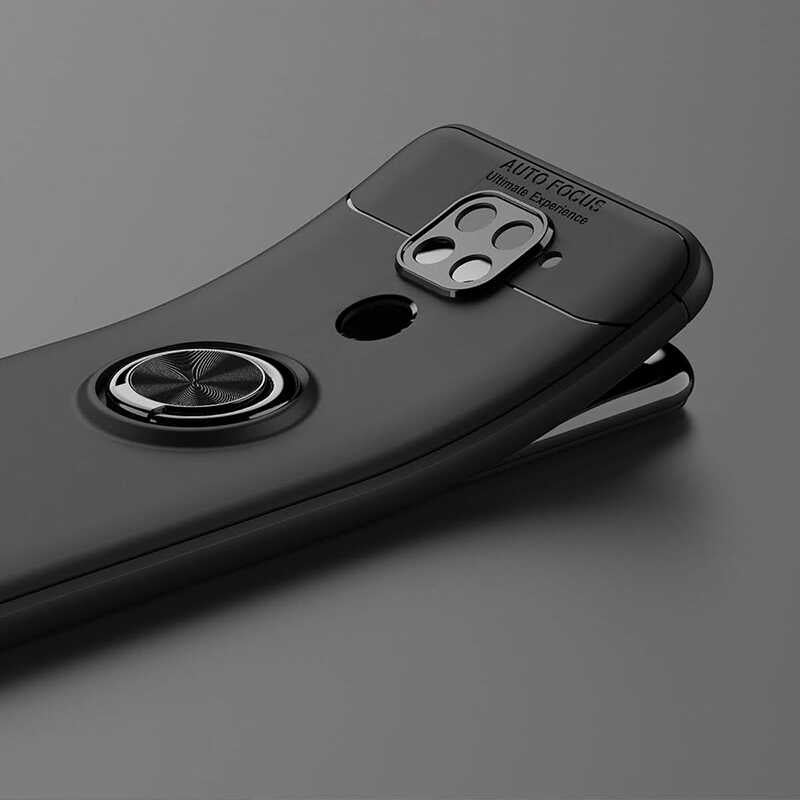 Xiaomi Redmi Note 9 Kılıf Zore Ravel Silikon Kapak Siyah-Kırmızı