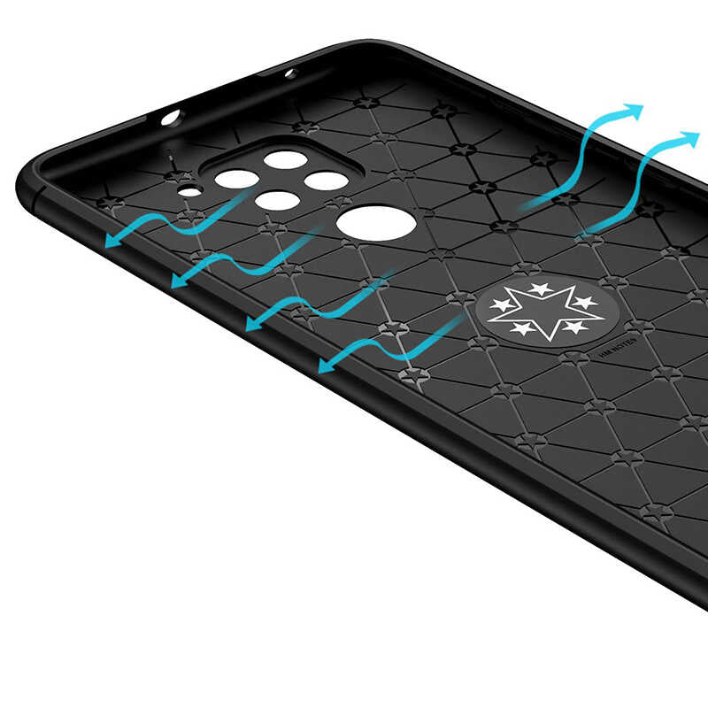 Xiaomi Redmi Note 9 Kılıf Zore Ravel Silikon Kapak Siyah-Mavi